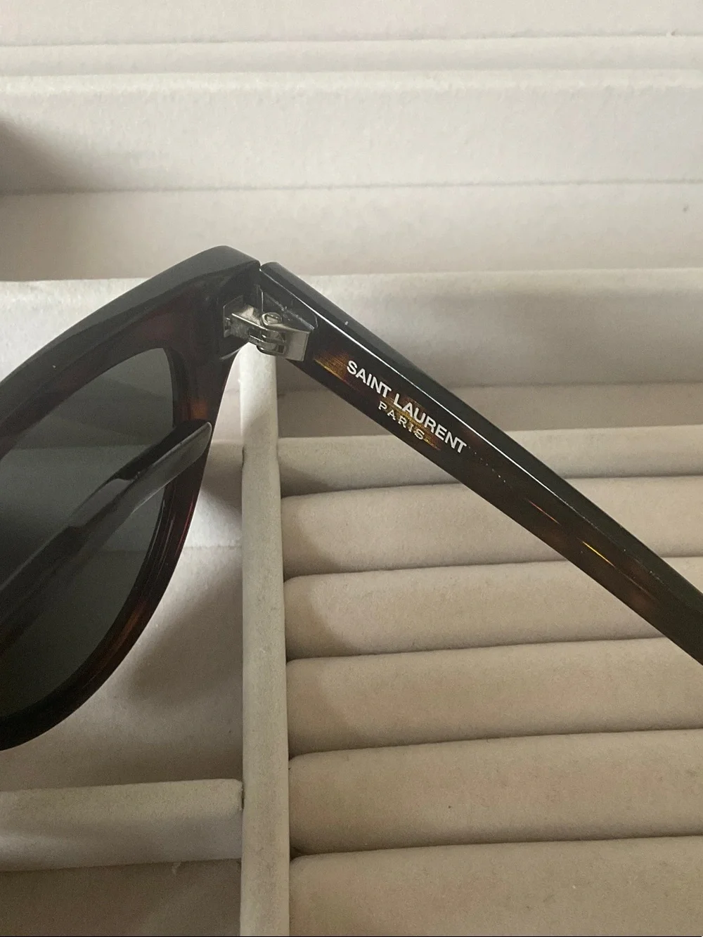 Saint Laurent Tortoiseshell Cat-Eye Sunglasses with Brown Lenses